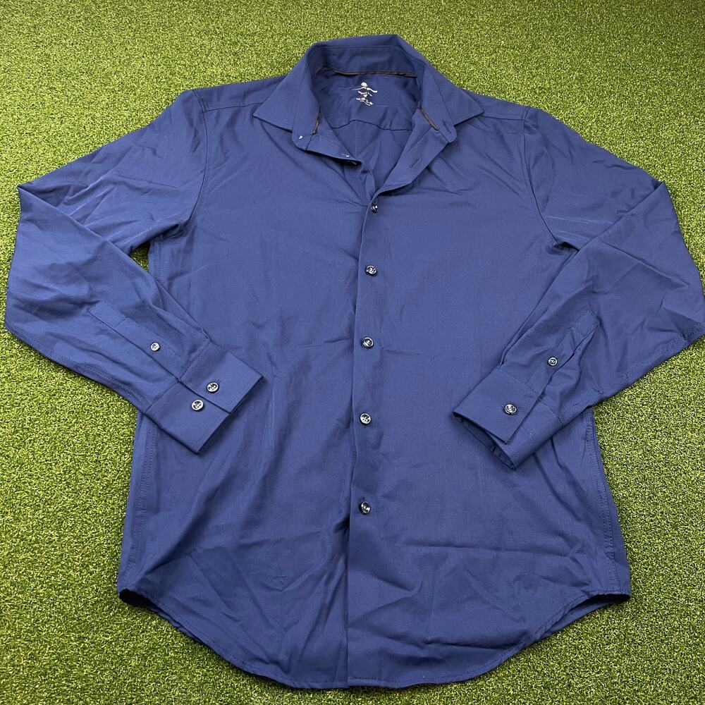 Brooklyn Brigade Mens Blue Long Sleeve Modern Slim Fit Dress Shirt Sz M